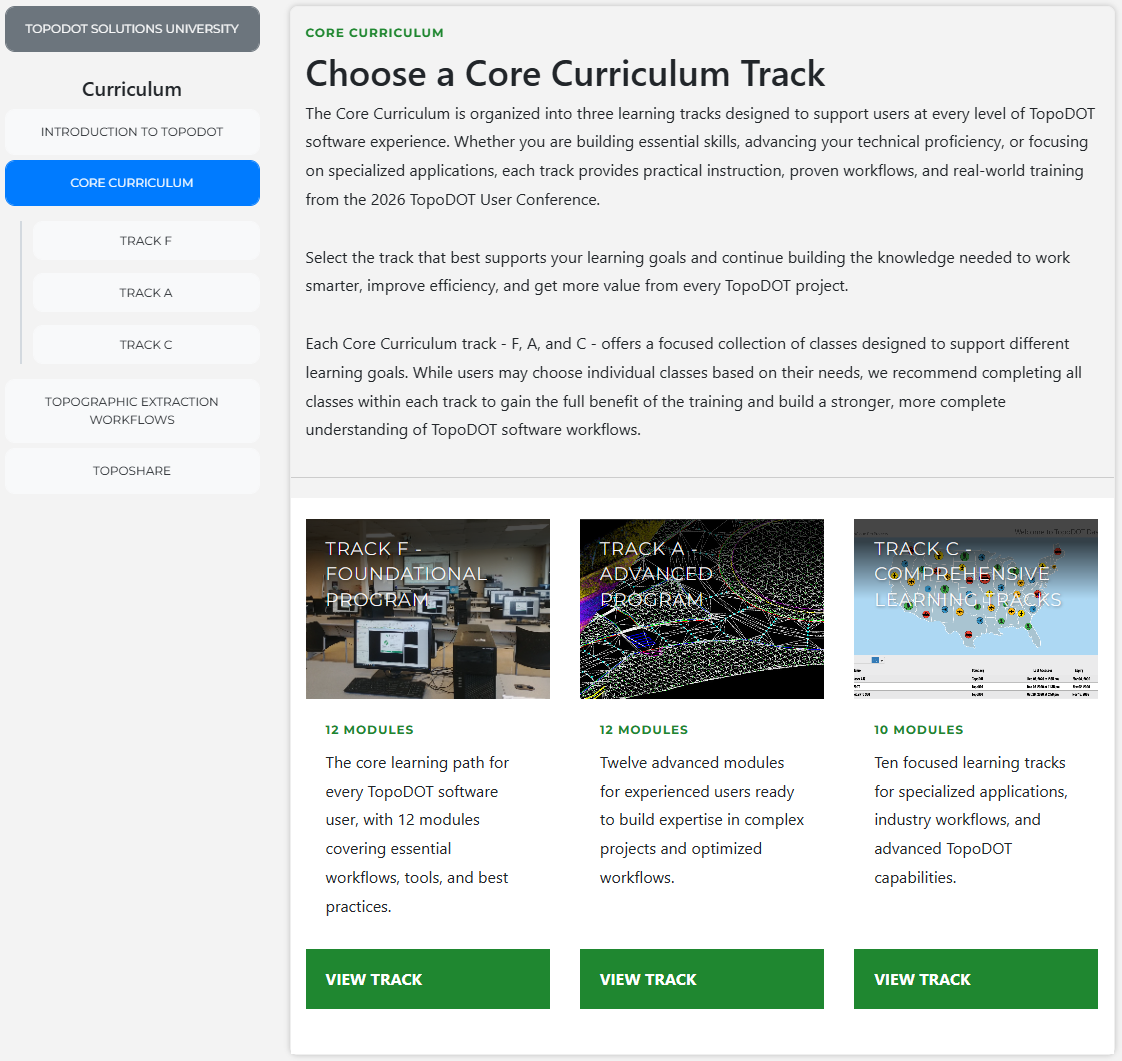 Core Curriculum Tracks