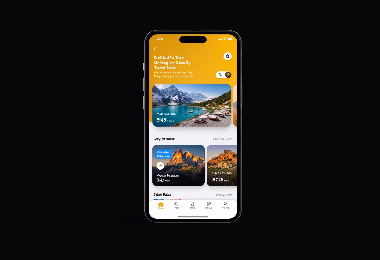 interface image of a mobile device with travel app interface (for a travel tech)