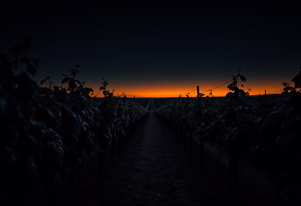 [background image] image of vineyard at sunset (for a winery)