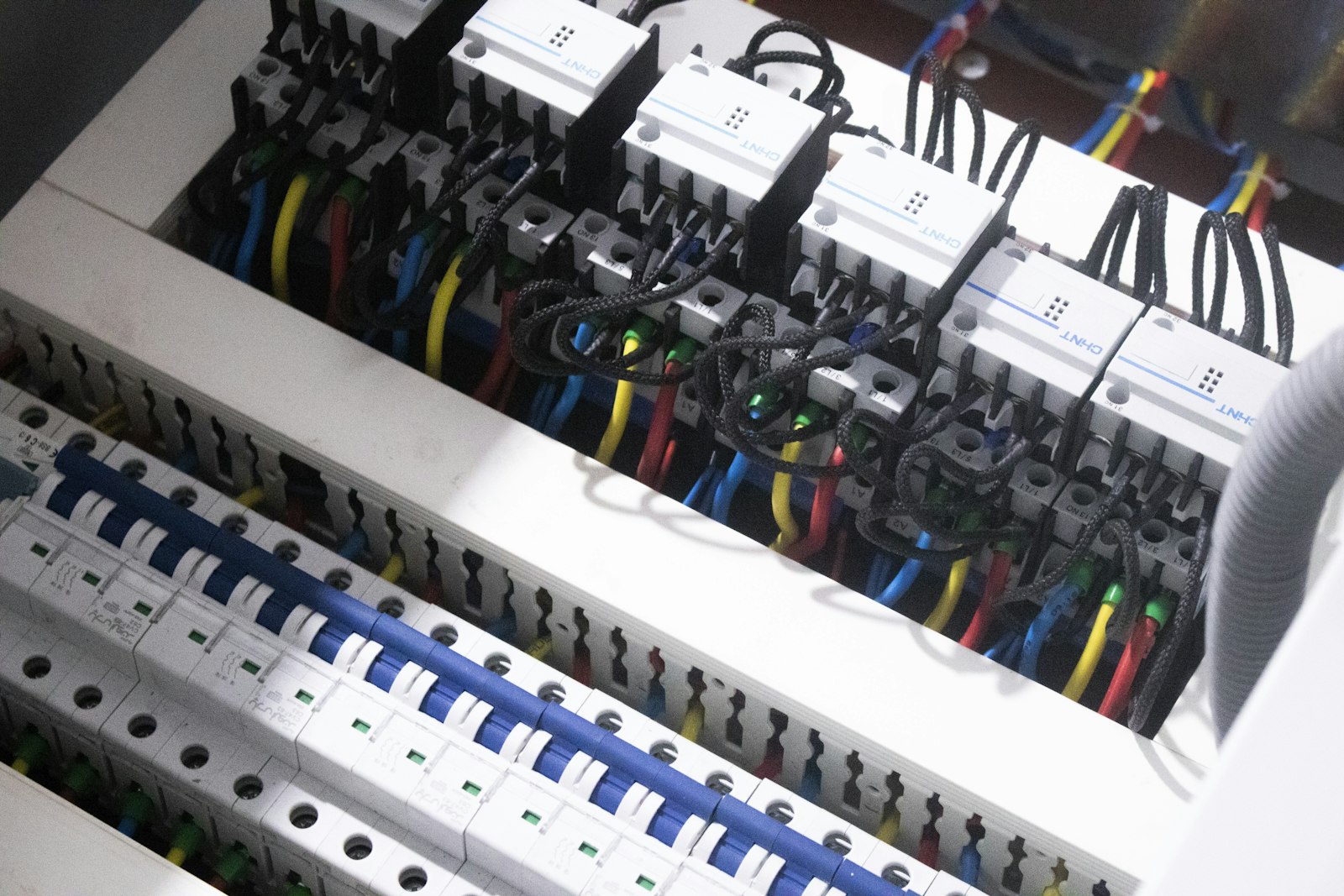 Whole-house surge protector installed on an electrical panel