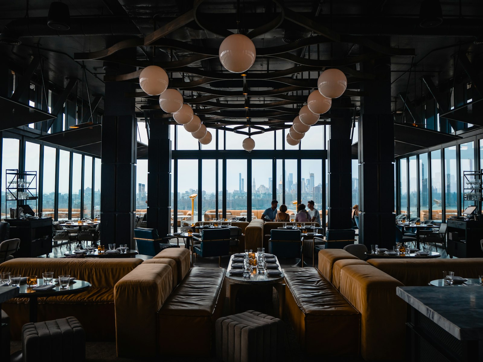 Restaurant interior with professional lighting installation