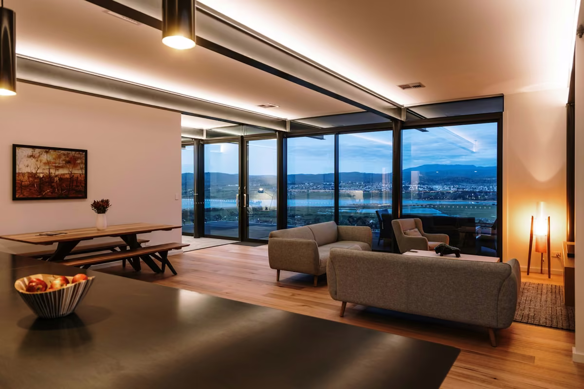 Outdoor landscape lighting illuminating a residential property