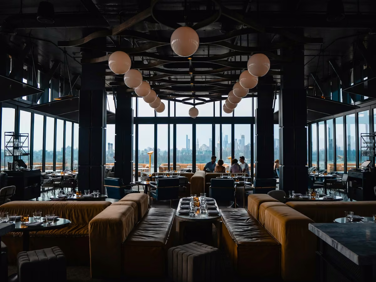 Restaurant interior with professional lighting installation