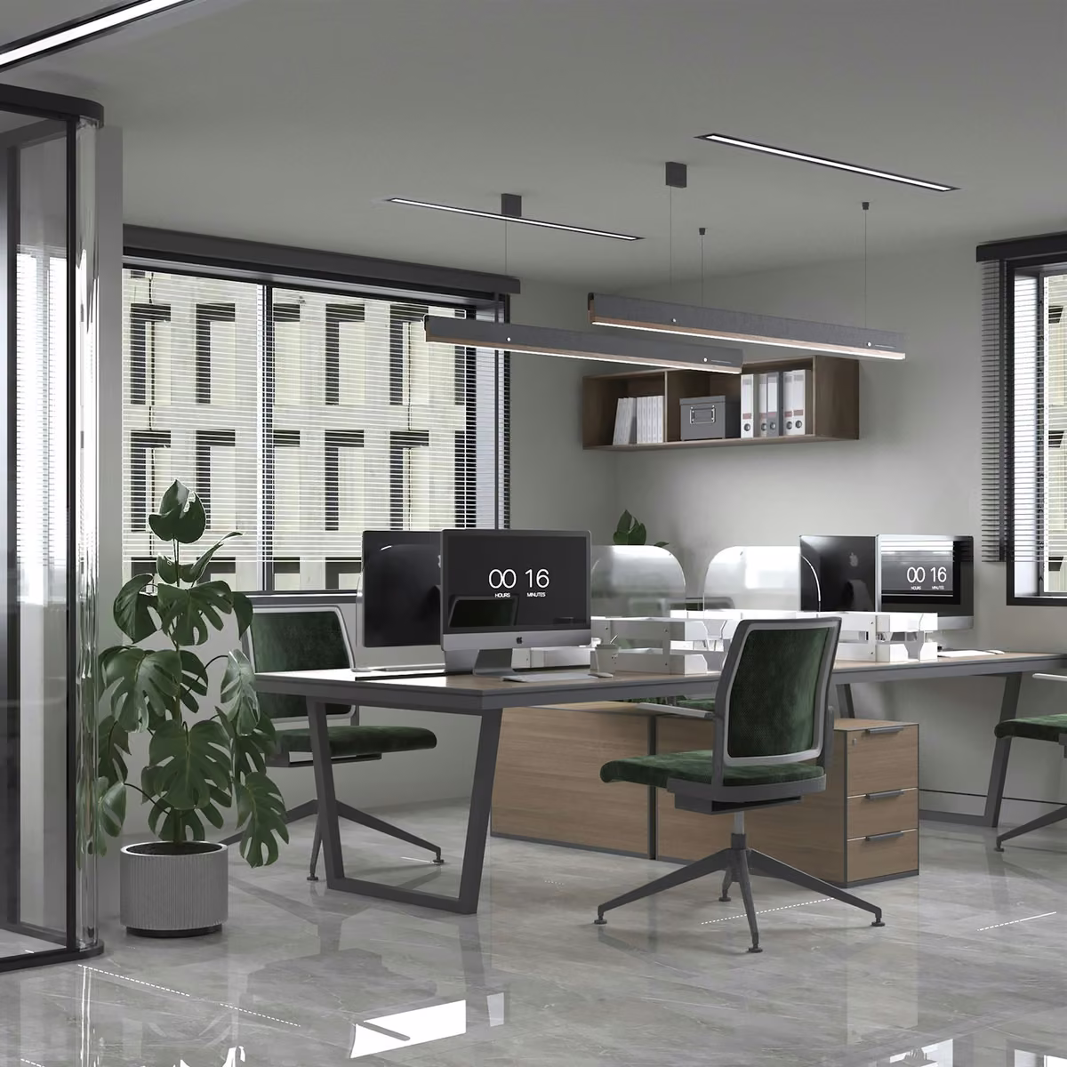 Modern office with upgraded electrical systems