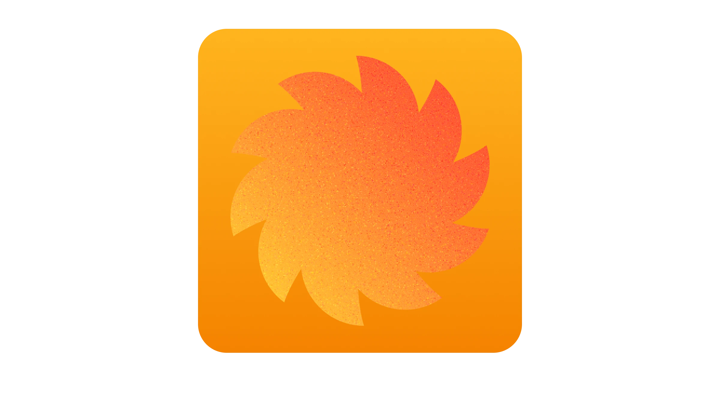 Orange square icon with rounded corners featuring a red and yellow gradient circular saw blade shape in the center.