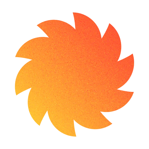 Abstract circular pattern resembling a sun with orange to yellow gradient and textured surface.