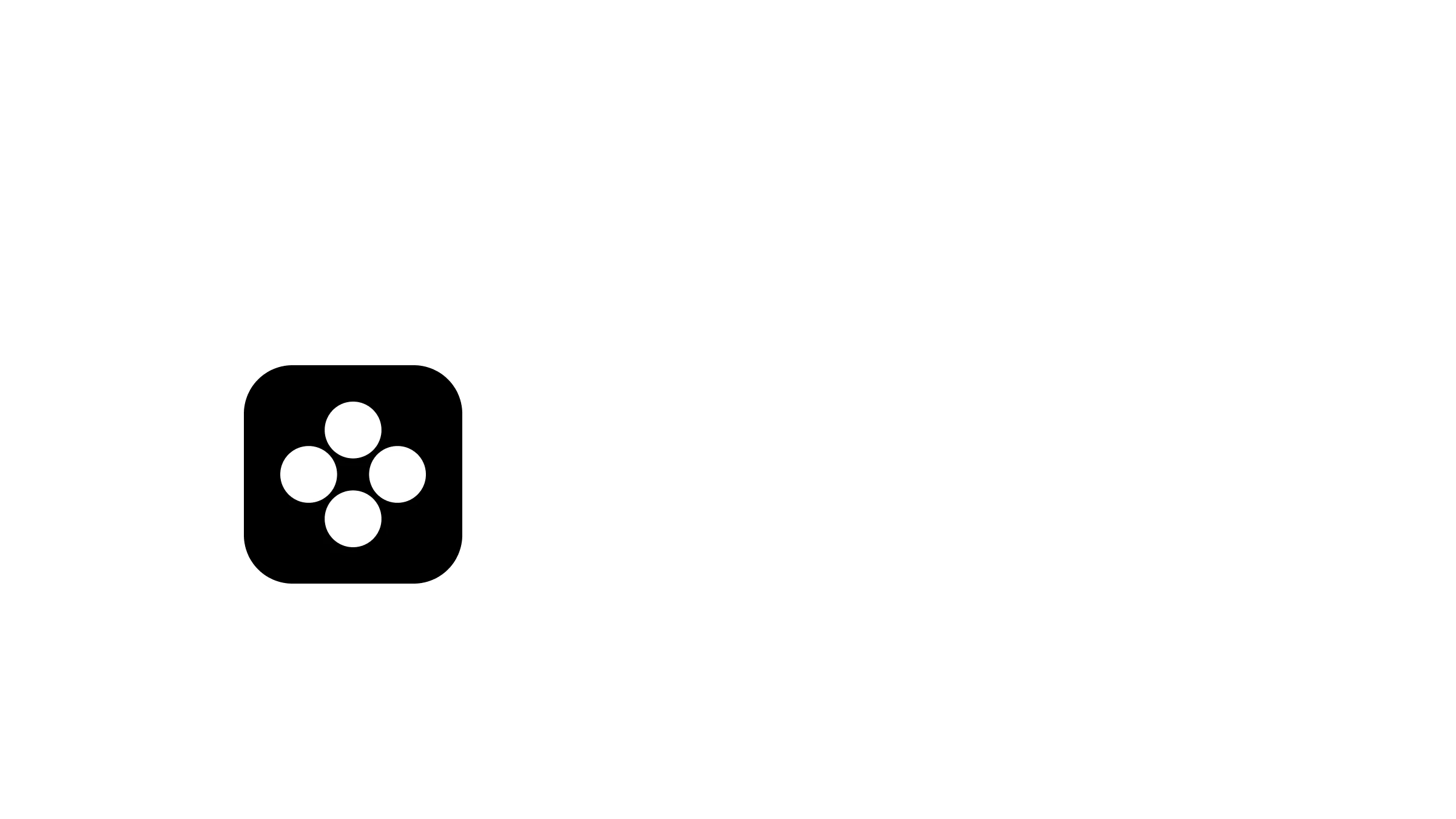 Black horizontal game controller directional pad icon with four white circular buttons.