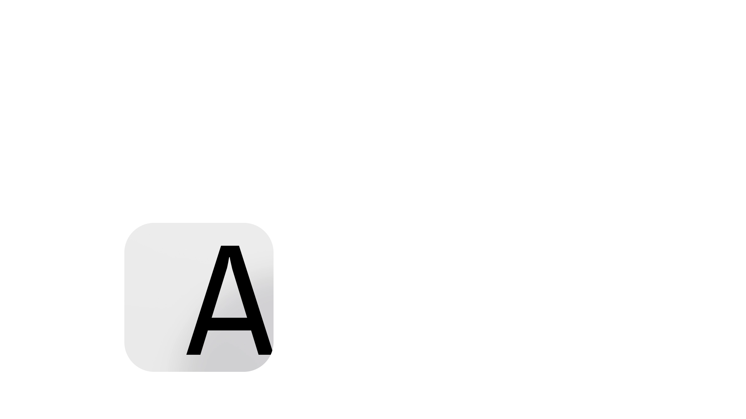 Close-up of a text size adjustment slider set to a large capital letter A.