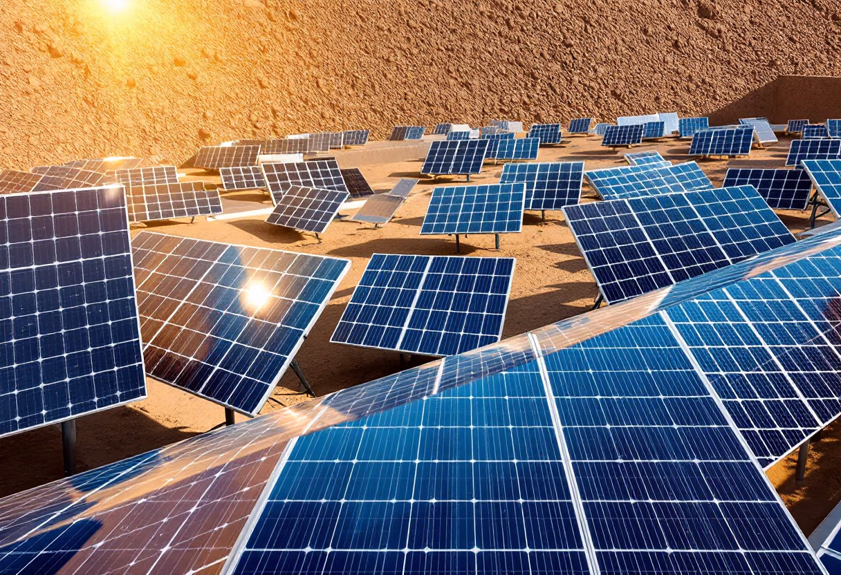 solar-powered storage units in outdoor setting