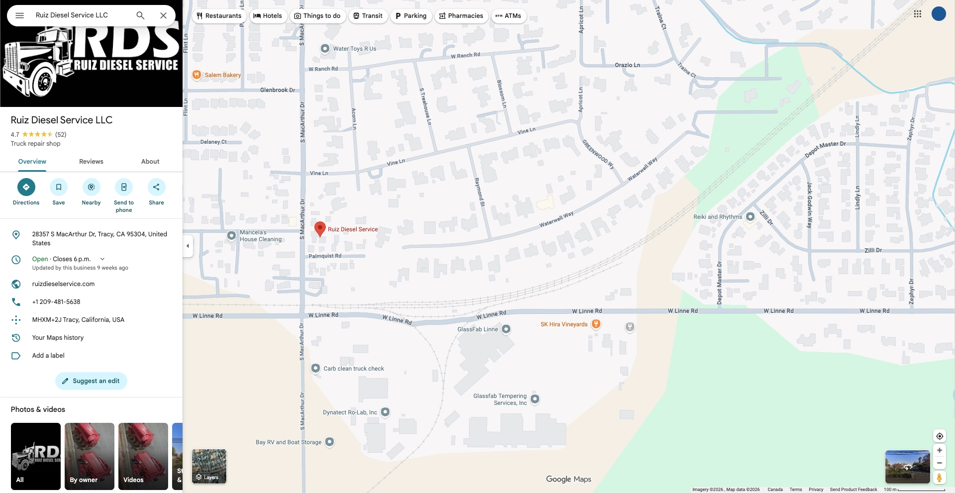 Ruiz Diesel Service google map