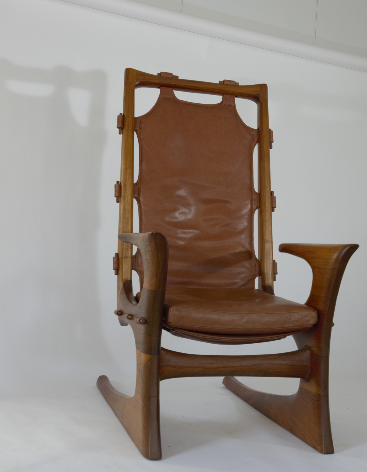 Leather Chair in walnut and cowhide by Stephen Robin Woodworking