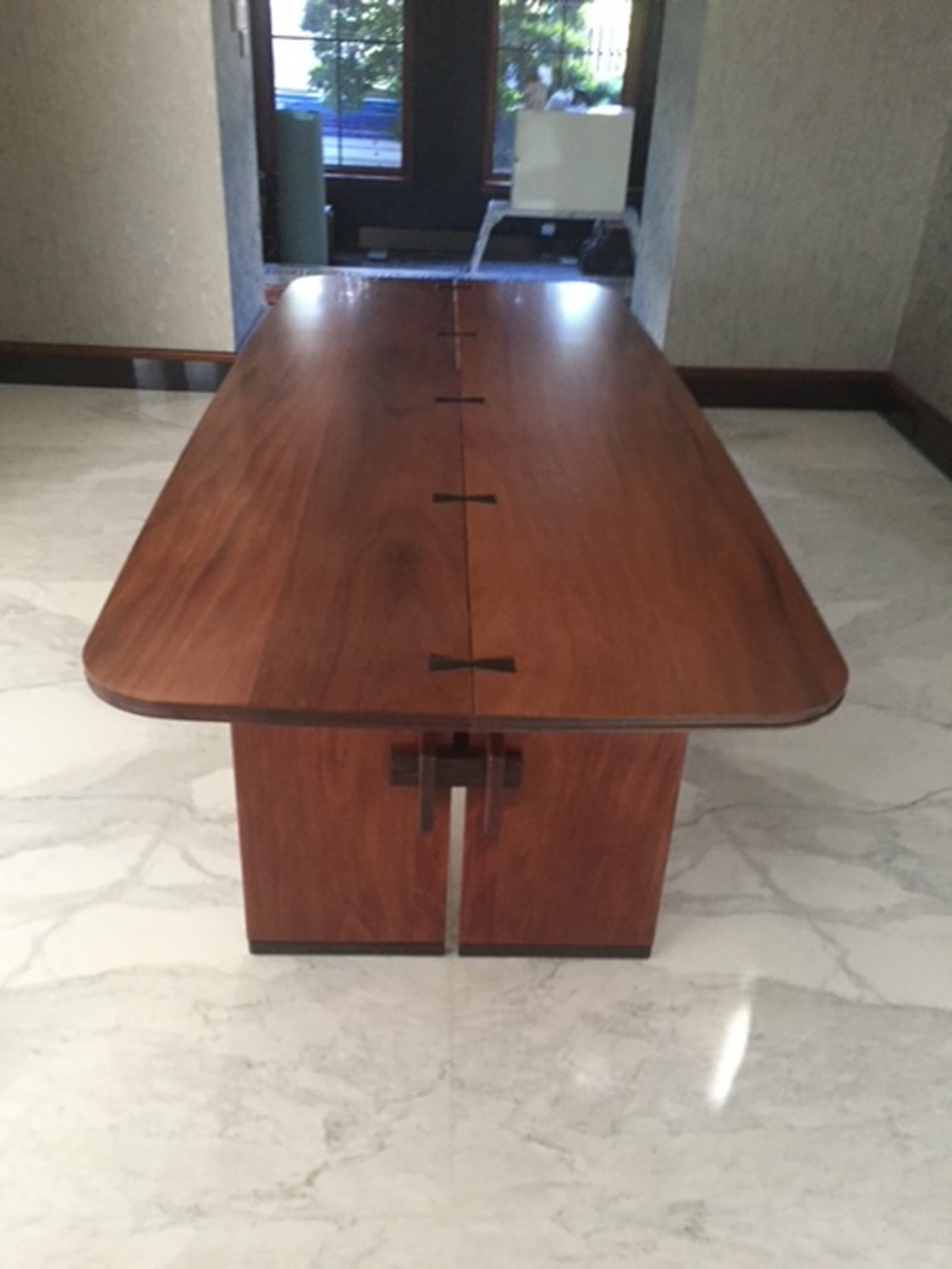Large Mahogany Table with dovetail butterfly inlays by Stephen Robin