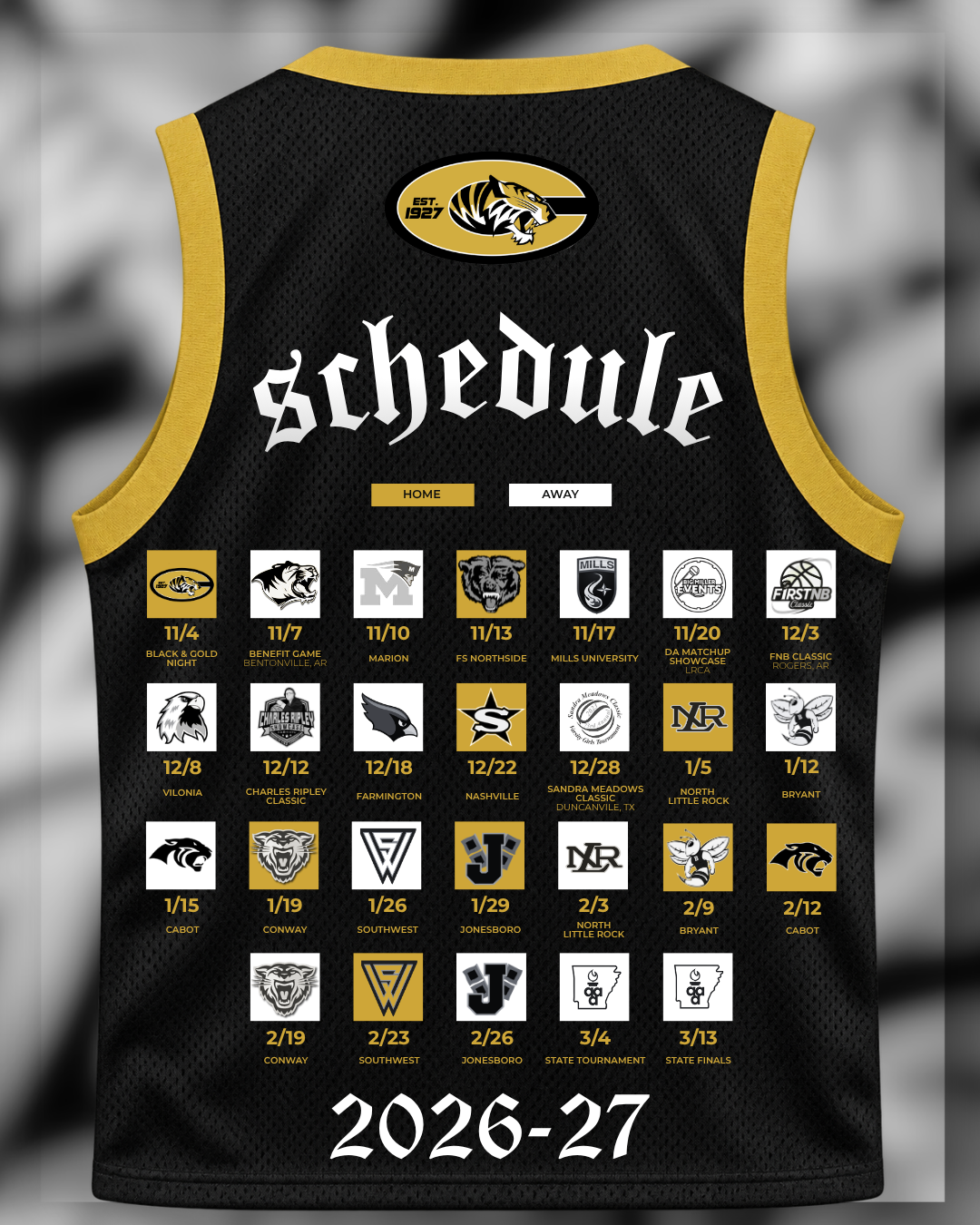 Schedule release graphic, Girls basketball, Central High School