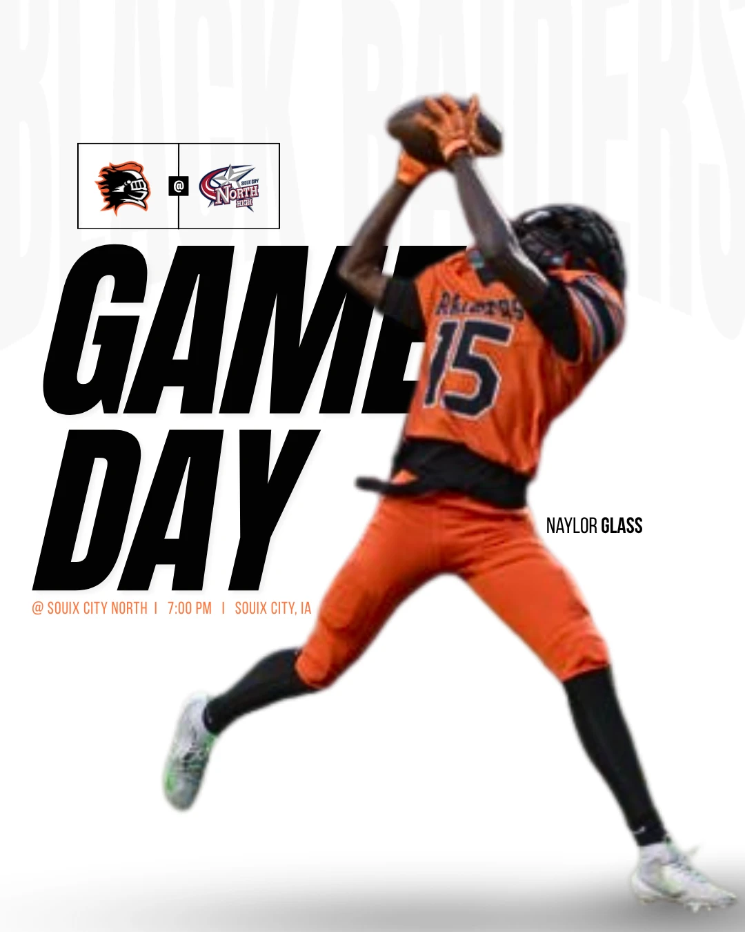 Naylor Glass Game Day graphic — Sioux City East at Sioux City North