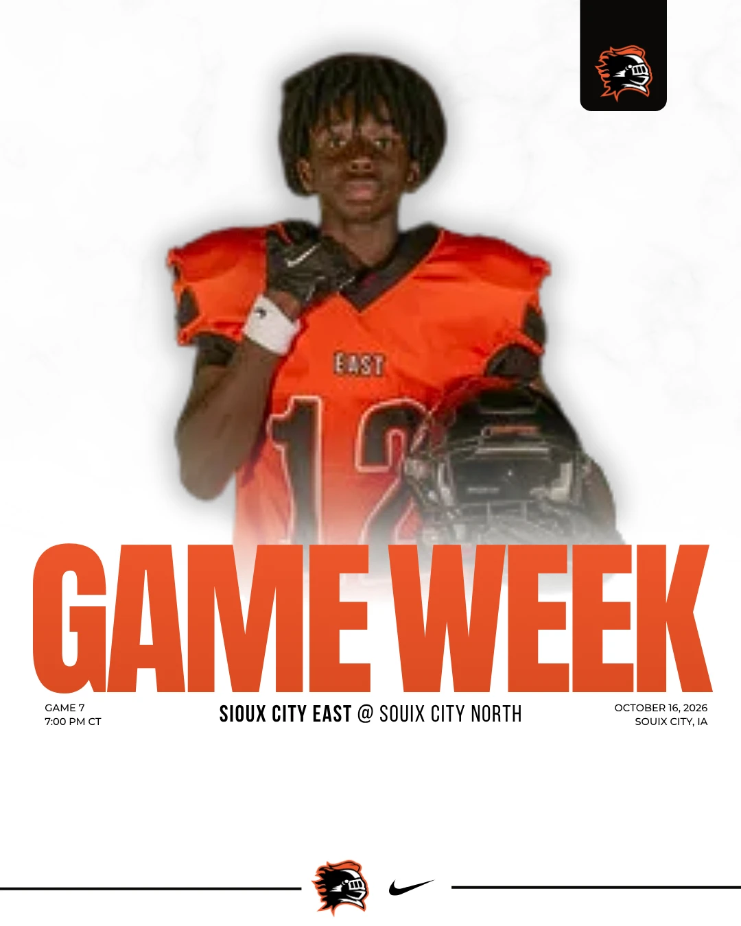 Naylor Glass Game Week graphic — Sioux City East at Sioux City North