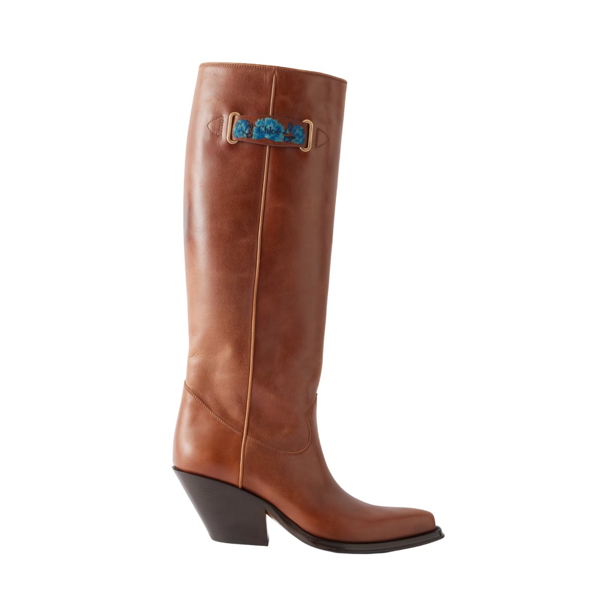 Chloé Azelan Embroidered Leather Knee Boots