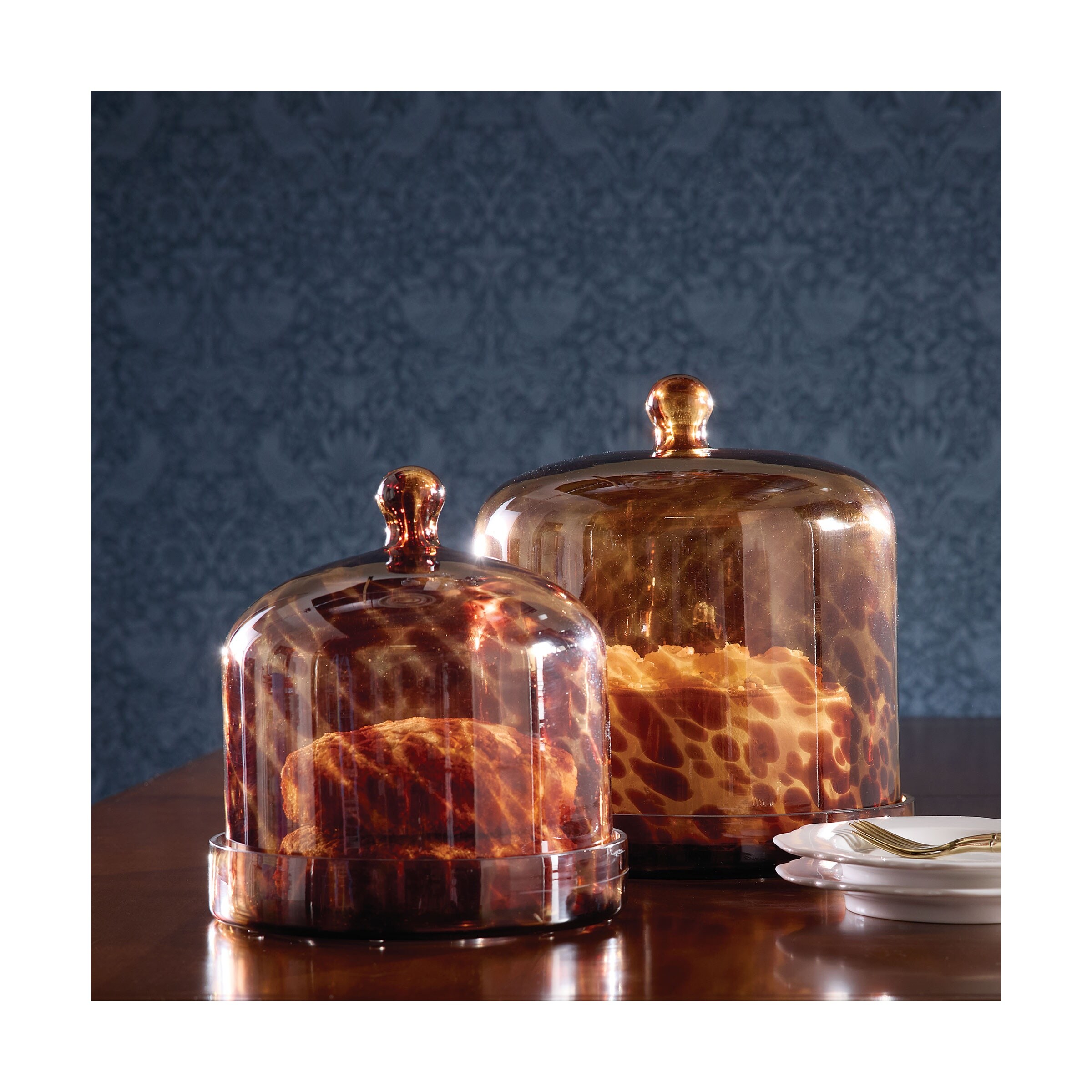 Ballard Designs Tortoise Glass Cake Dome & Plate