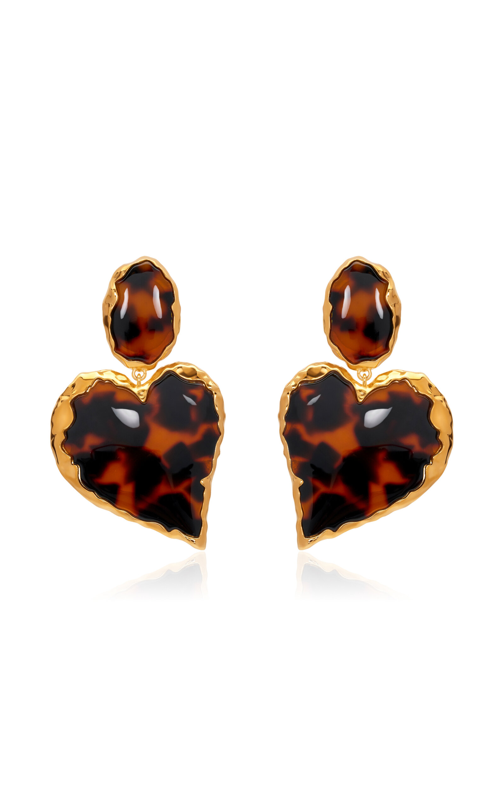 Oscar de la Renta Tortoiseshell Heart Earrings