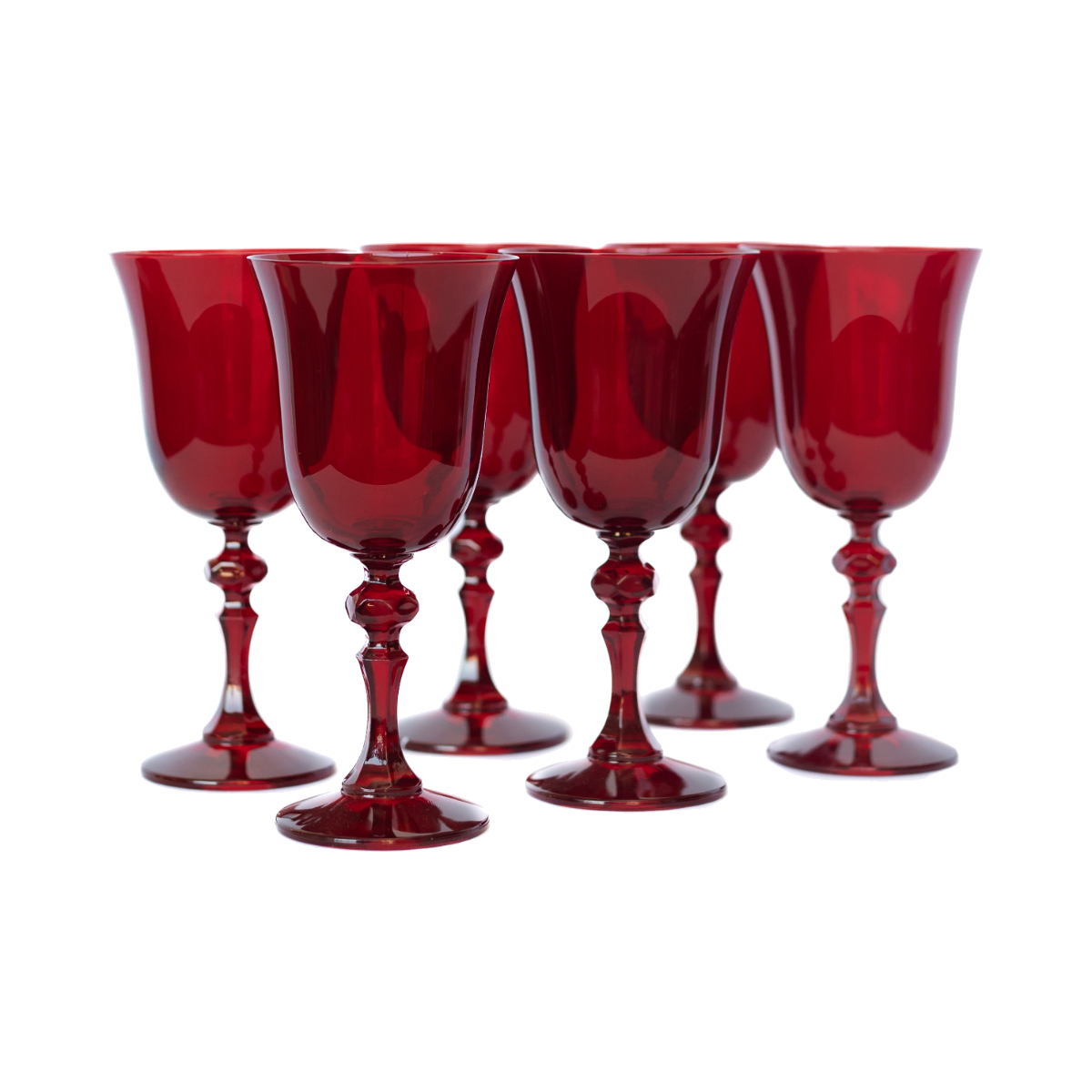Estelle Colored Glass Regal Goblets, Red, Set of 6