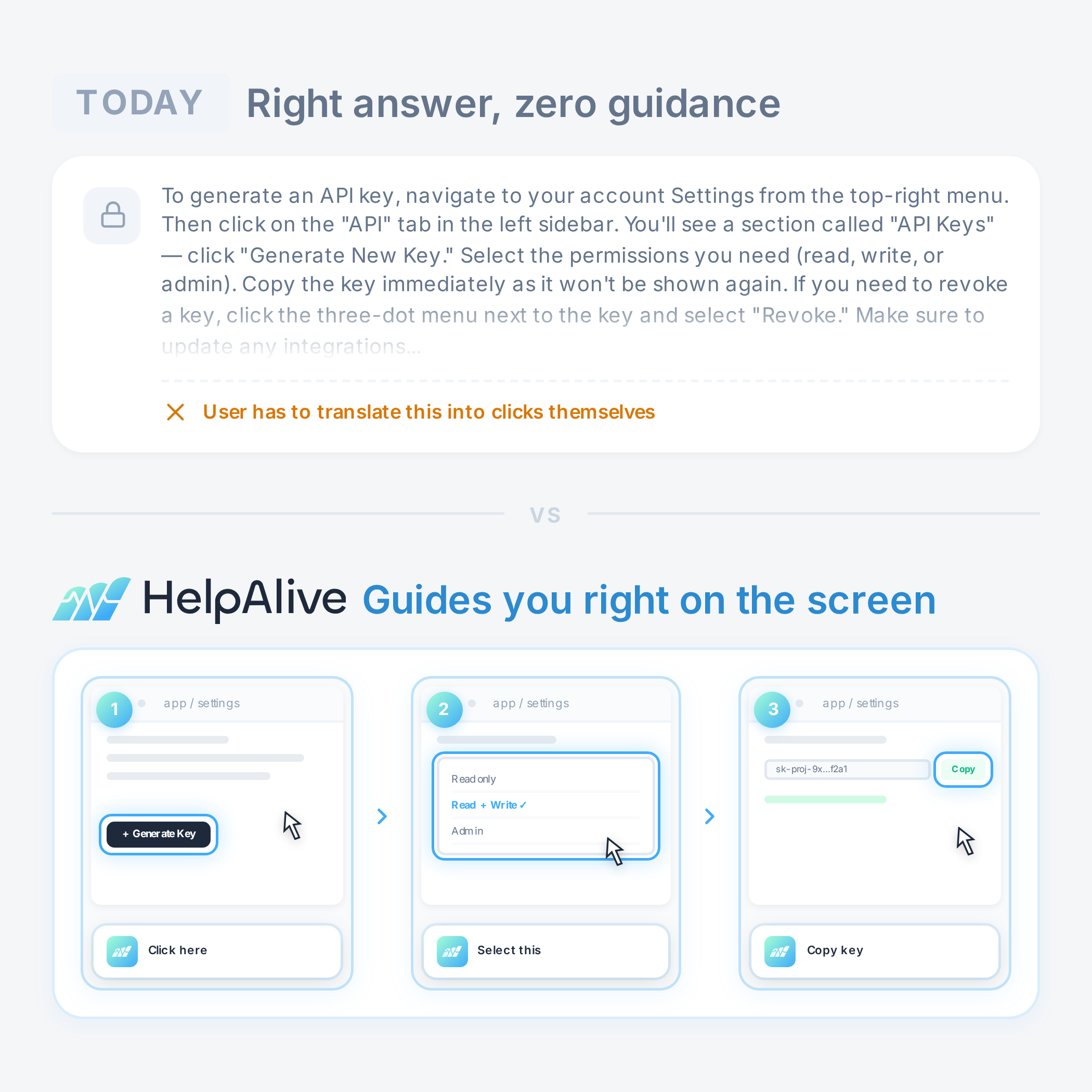 Generic help article disconnected from the user's live session
