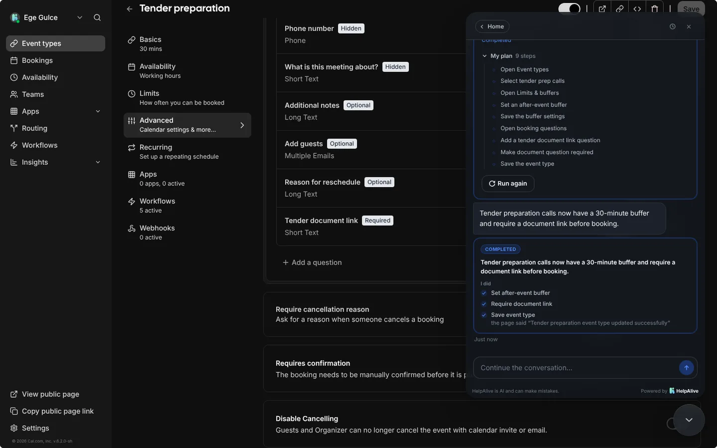 Fix overrunning calls and missing documents — HelpAlive demo in a scheduling app