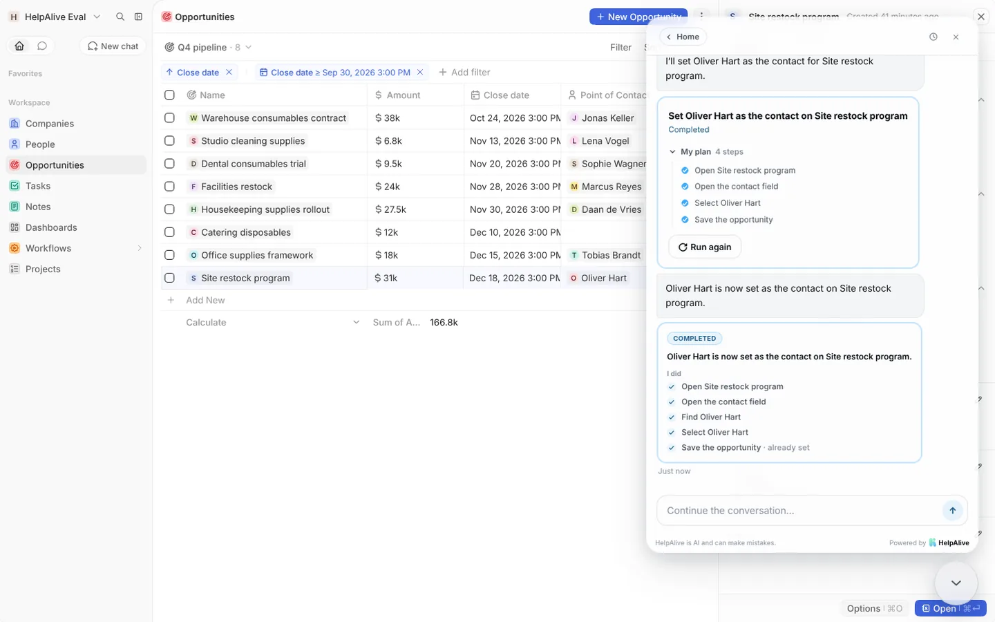 Fix a gap in your pipeline — HelpAlive demo in a CRM