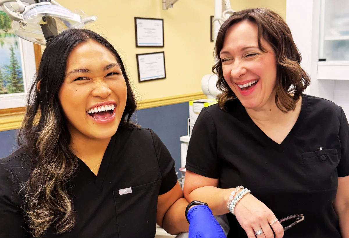 Erica and Rikki laughing.