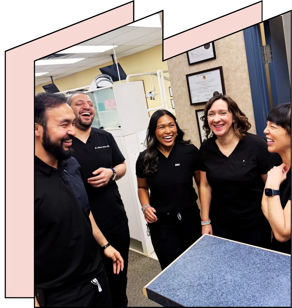 SmileCare team laughing together.
