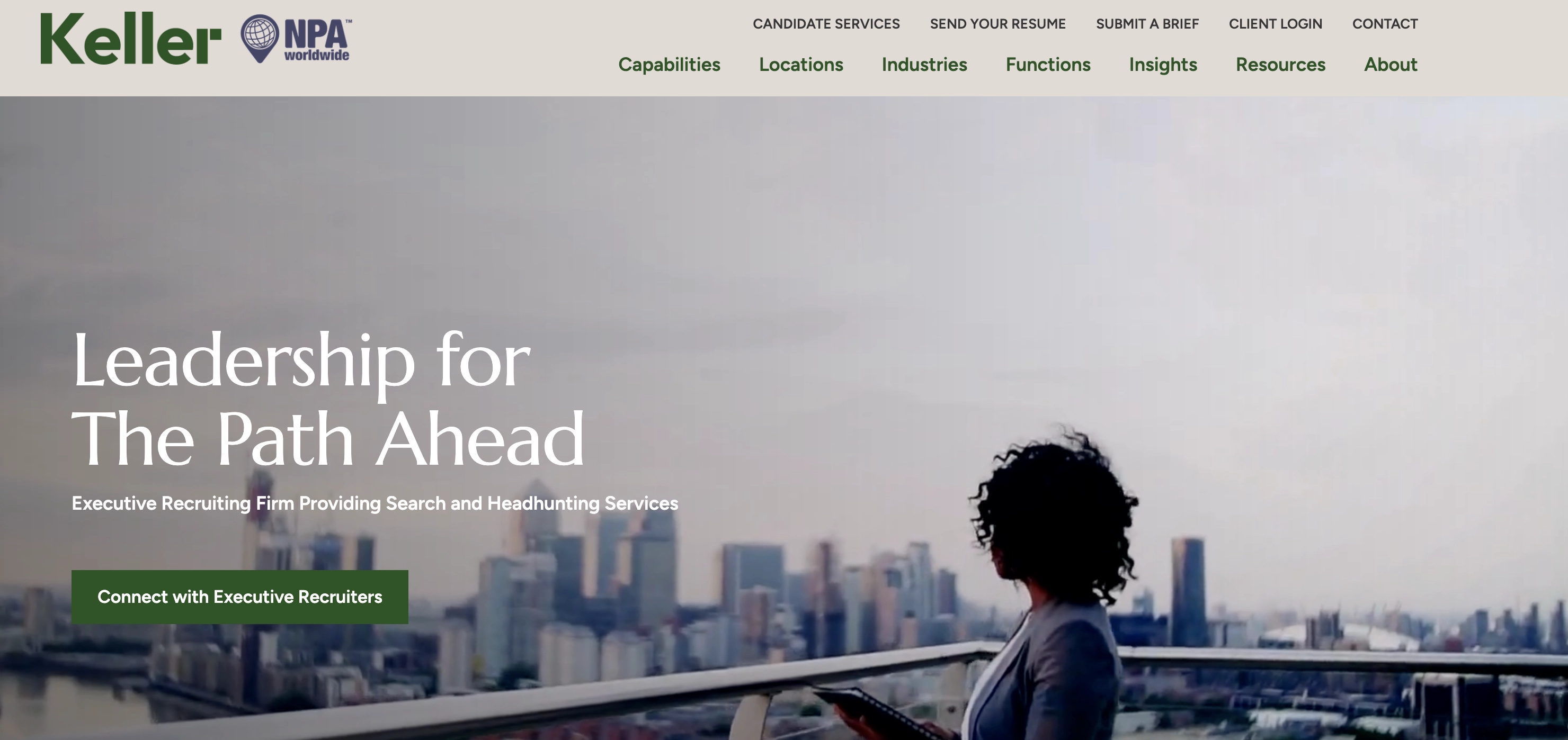 Screenshot of the Keller Executive Search website