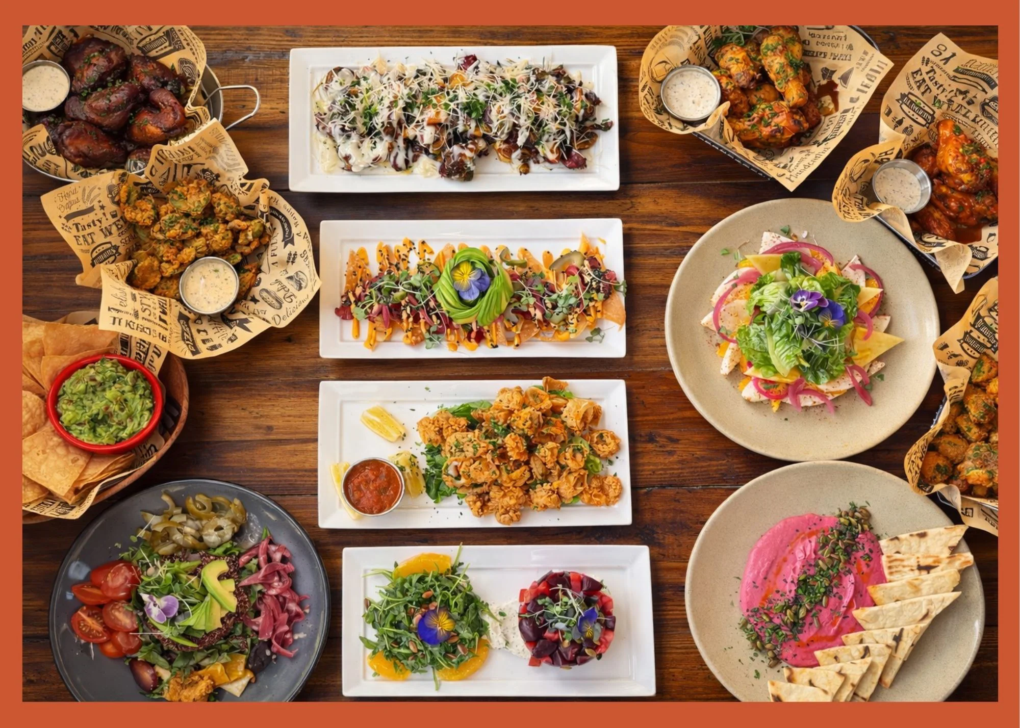 A table covered in plates full of delicious food