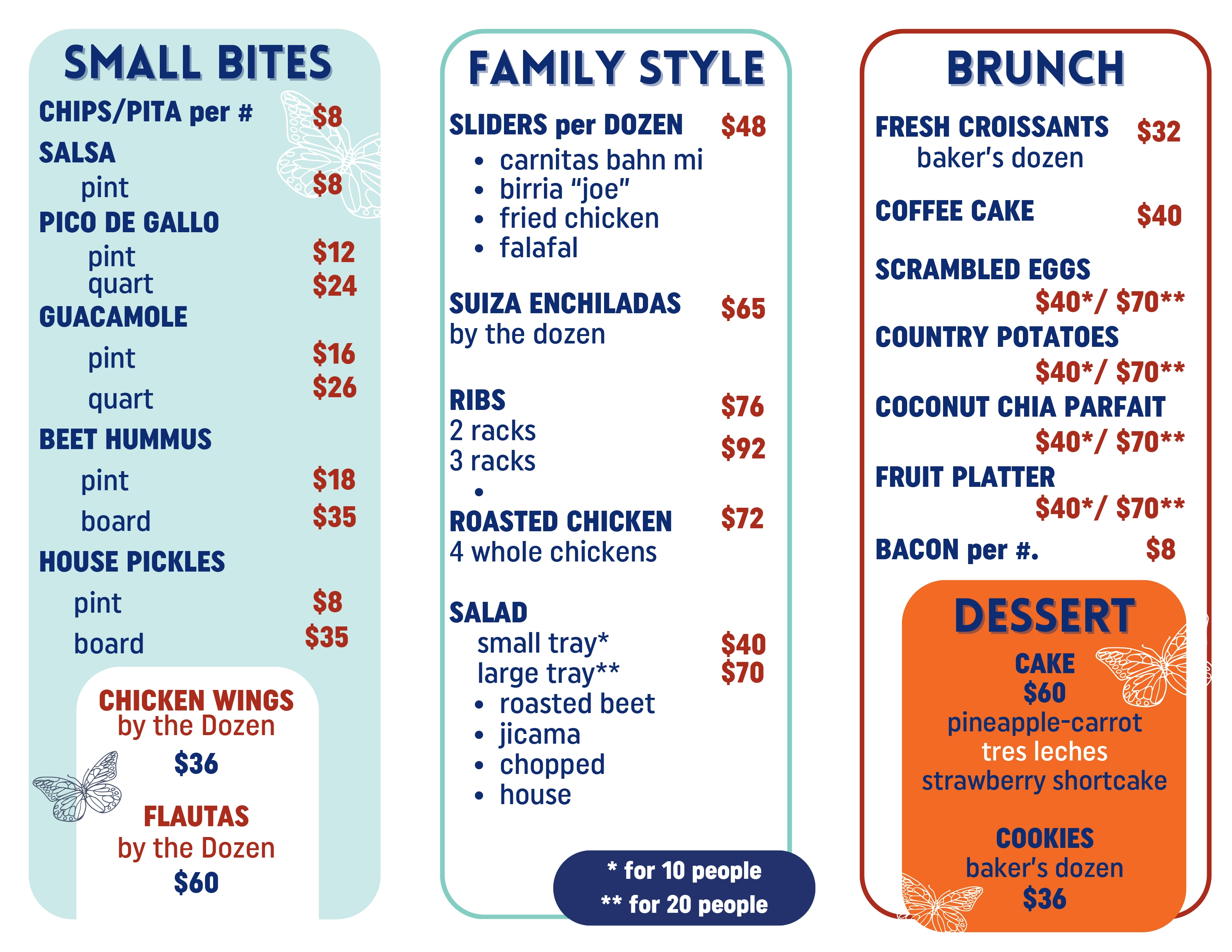 Parkside Eats full catering menu