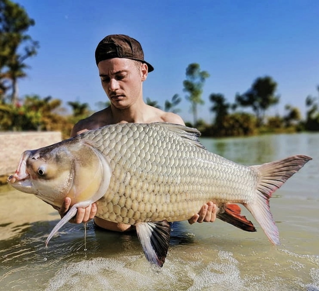 Wild snakehead water in Thailand on a typical day fishing the waterways