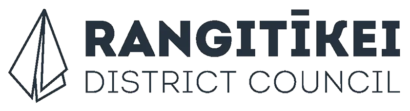 Rangitikei District Council logo with stylized geometric emblem.