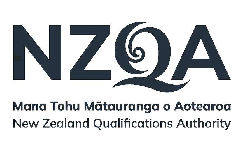 NZQA logo with spiral design, text reads New Zealand Qualifications Authority.