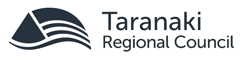 Taranaki Regional Council logo with stylized mountain and waves graphic.