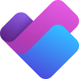 Abstract logo with overlapping rounded squares in purple, pink, and blue gradients.