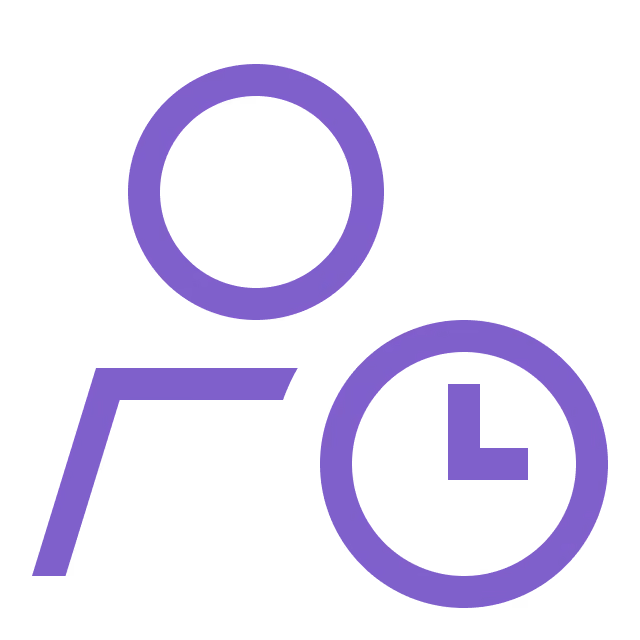 Purple outline of a person next to a pie chart with three segments.