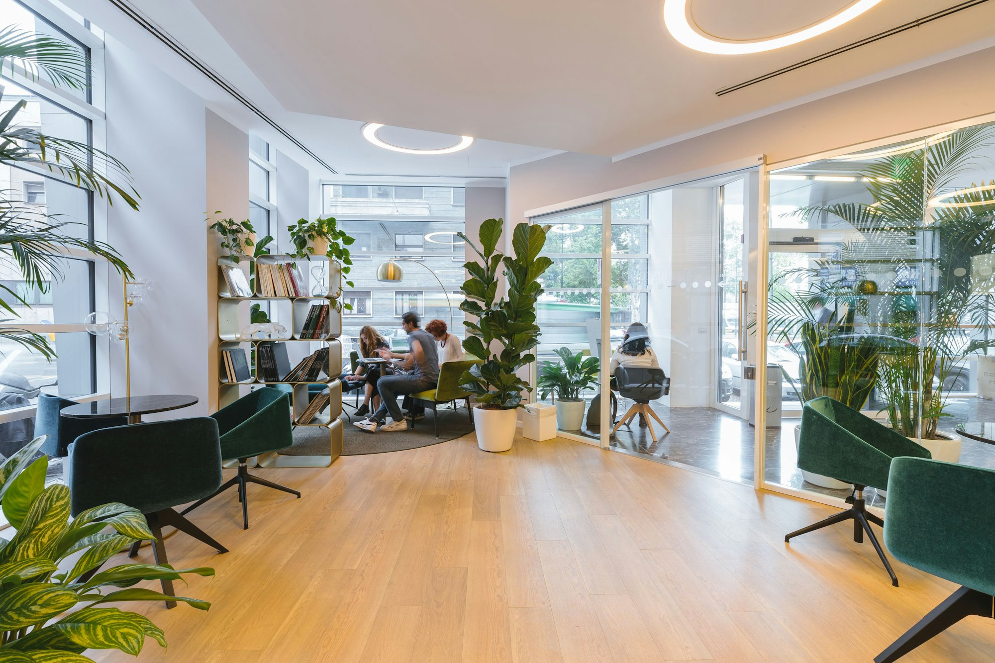 Remanufactured Steelcase workstations in a daylit office
