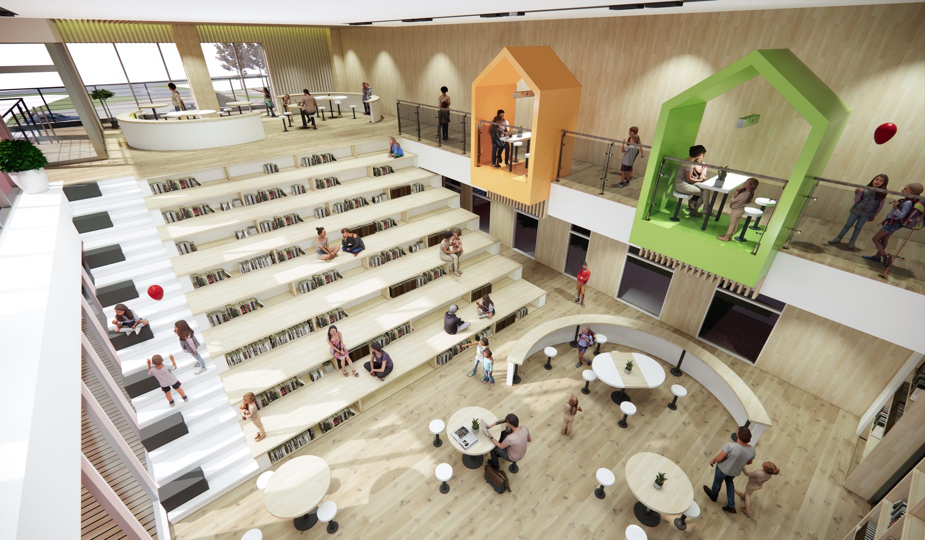 University learning commons furnished with remanufactured tables and seating