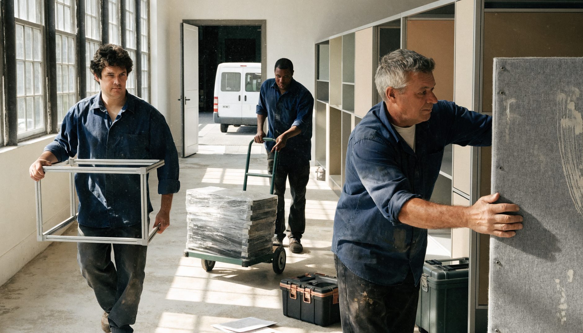 Installation crew moving panel systems