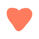 Simplified orange heart shape with rounded edges on a black background.