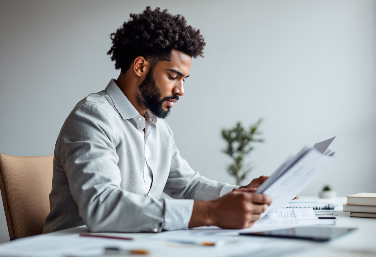 image of accountant analyzing documents