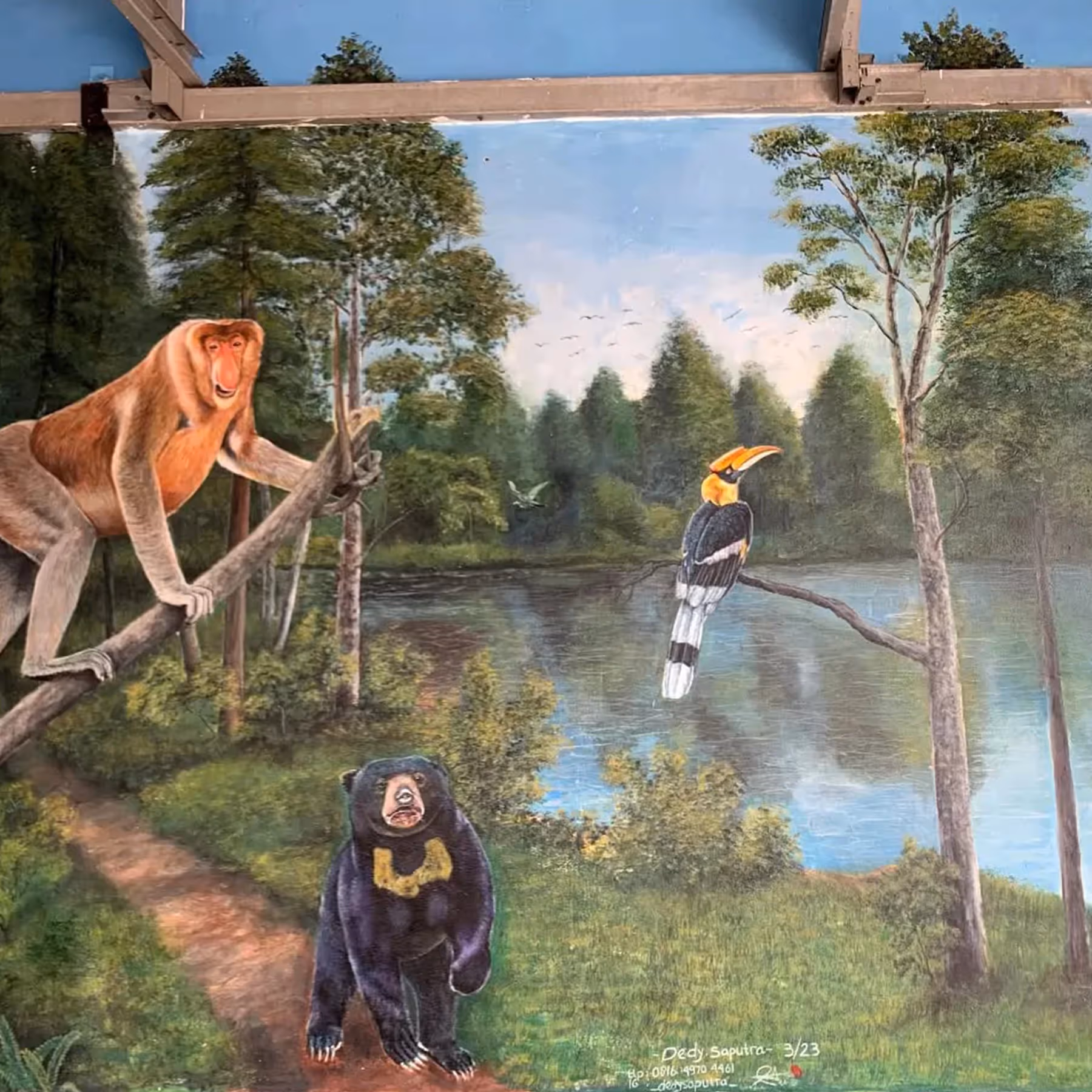 Mural alam kalimantan di Panti Jompo Bhakti Abadi Balikpapan