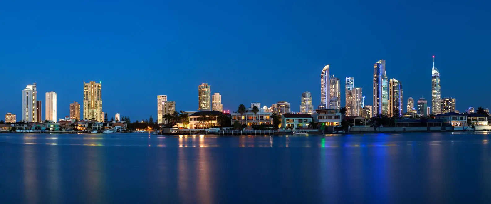 Gold Coast skyline at night across the water