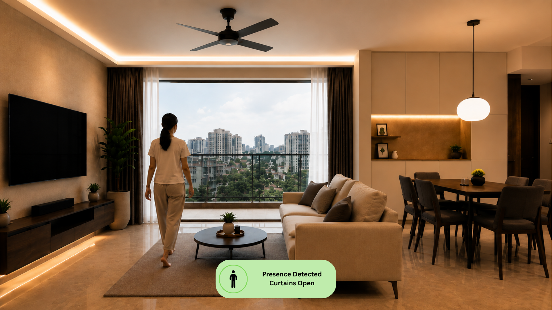 Smart curtains automatically responding to presence in the room