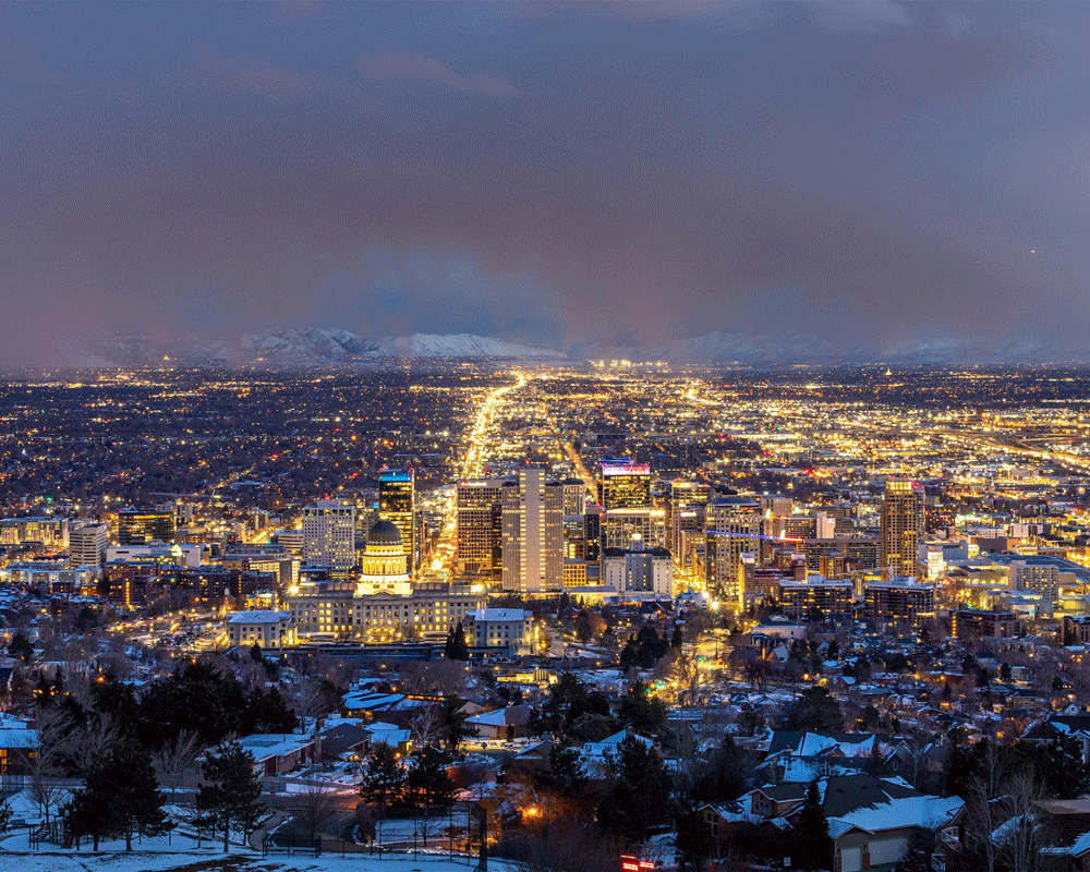 Salt Lake City valley at night