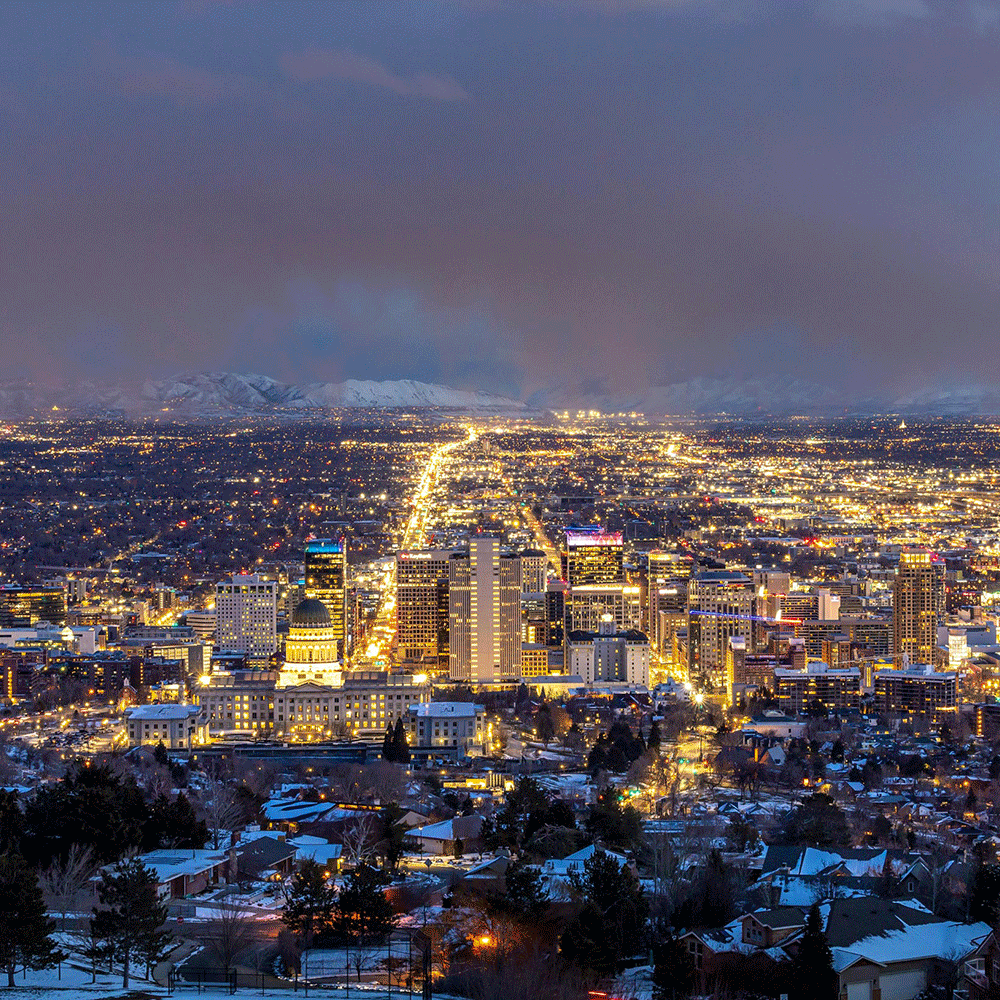Salt Lake City valley at night