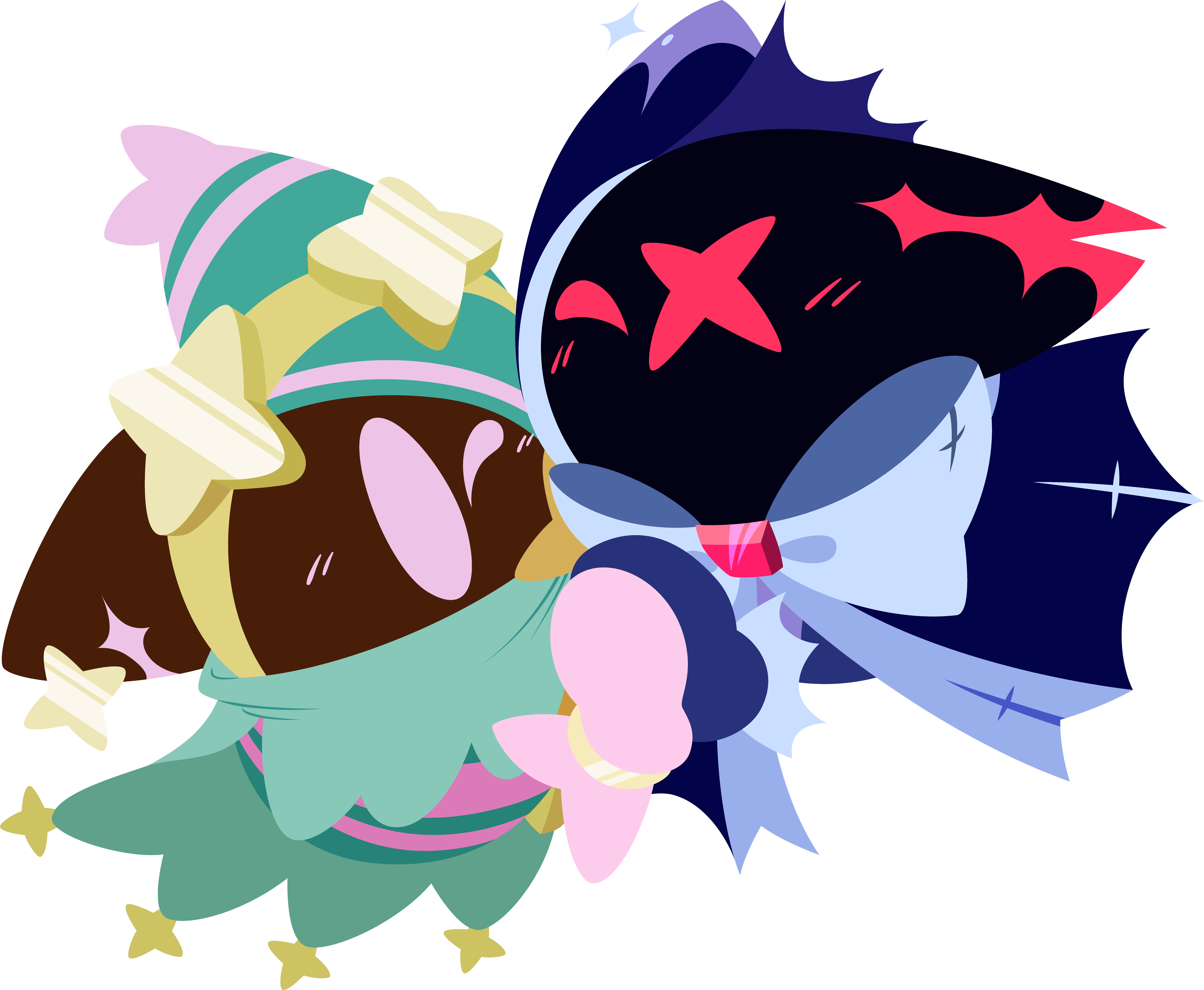 Two Magolor-like original characters nuzzling each other 