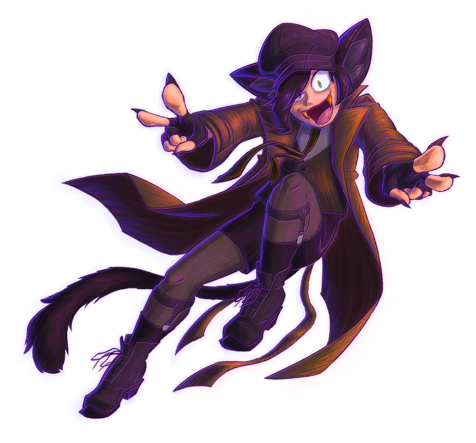 Muffin Snake's cat person sona holding out two peace signs