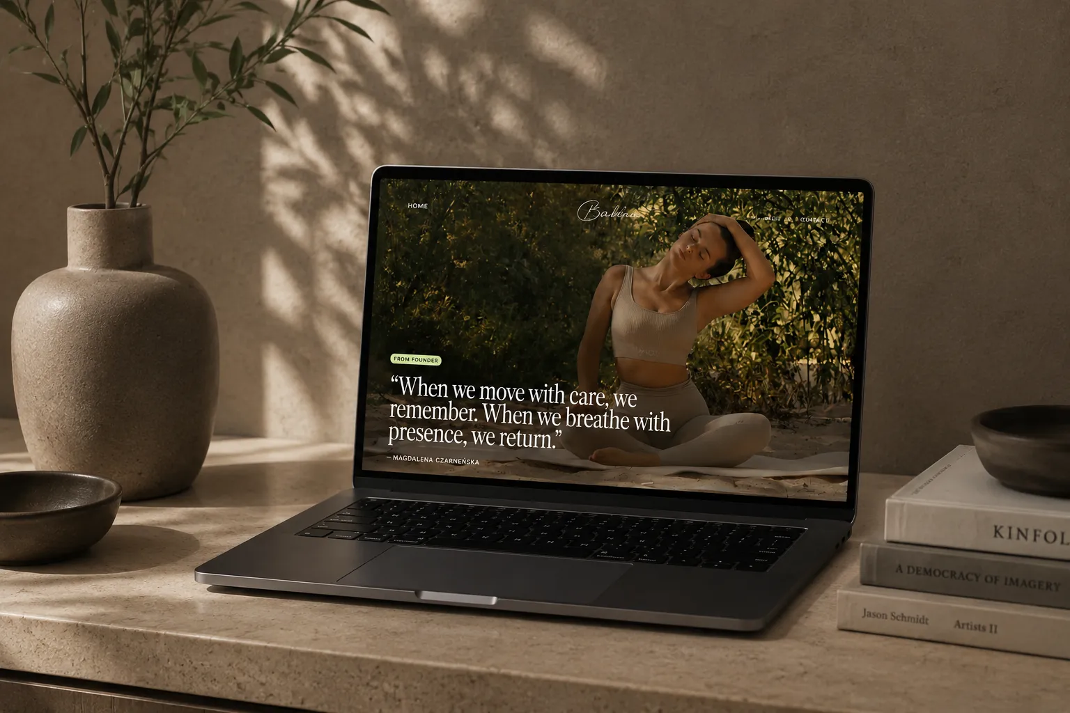 Mockup of pilates website design